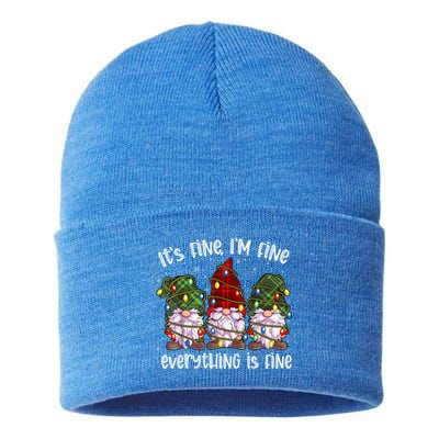 ItS Fine IM Fine Everything Is Fine Gnome Christmas Lights Meaningful Gift Sustainable Knit Beanie