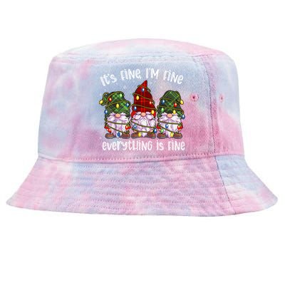 ItS Fine IM Fine Everything Is Fine Gnome Christmas Lights Meaningful Gift Tie-Dyed Bucket Hat