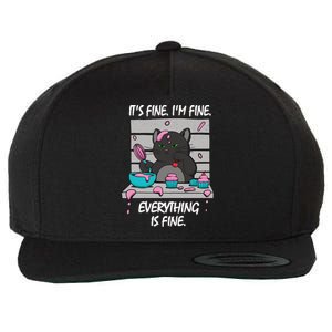 It's Fine I'm Fine Everything Is Fine Bakery Cat Lover Cool Gift Wool Snapback Cap