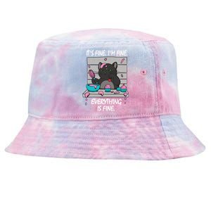 It's Fine I'm Fine Everything Is Fine Bakery Cat Lover Cool Gift Tie-Dyed Bucket Hat