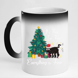 ItS Fine IM Fine Everything Is Fine Funny Cat Christmas Gift 11oz Black Color Changing Mug