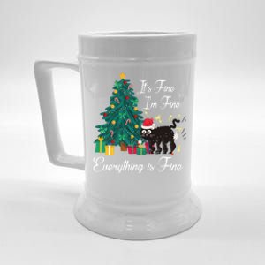 ItS Fine IM Fine Everything Is Fine Funny Cat Christmas Gift Beer Stein