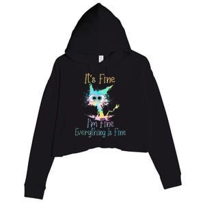 ItS Fine IM Fine Everything Is Fine Tie Dye Crop Fleece Hoodie