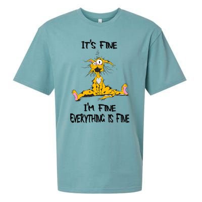 It's Fine I' M Fine Everything Is Fine Funny Cat Tee Sueded Cloud Jersey T-Shirt