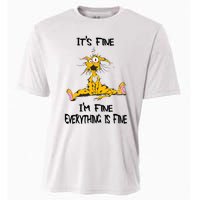 It's Fine I' M Fine Everything Is Fine Funny Cat Tee Cooling Performance Crew T-Shirt