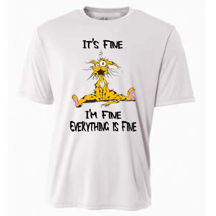 It's Fine I' M Fine Everything Is Fine Funny Cat Tee Cooling Performance Crew T-Shirt