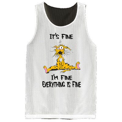 It's Fine I' M Fine Everything Is Fine Funny Cat Tee Mesh Reversible Basketball Jersey Tank