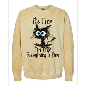 Its Fine Im Fine Everything Is Fine Funny Cat Gift Colorblast Crewneck Sweatshirt