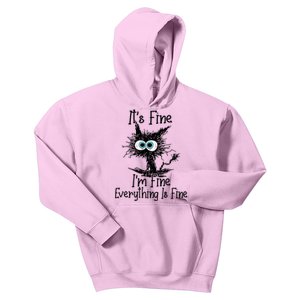 Its Fine Im Fine Everything Is Fine Funny Cat Gift Kids Hoodie