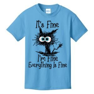 Its Fine Im Fine Everything Is Fine Funny Cat Gift Kids T-Shirt