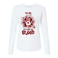 Im Fine Its Not My Blood Sarcastic Halloween Humor Womens Cotton Relaxed Long Sleeve T-Shirt