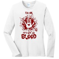 Im Fine Its Not My Blood Sarcastic Halloween Humor Ladies Long Sleeve Shirt