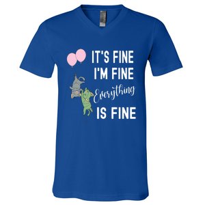 ItS Fine IM Fine Everything Is Fine Funny Cat Lover Gift V-Neck T-Shirt