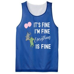 ItS Fine IM Fine Everything Is Fine Funny Cat Lover Gift Mesh Reversible Basketball Jersey Tank