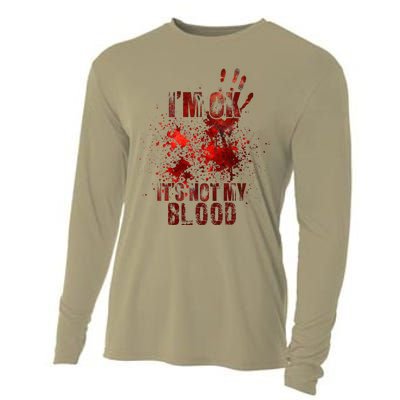 IM Fine ItS Not My Blood Sarcastic Halloween Humor Cooling Performance Long Sleeve Crew