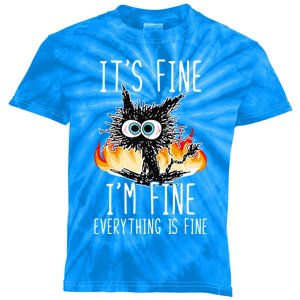 ItS Fine IM Fine Everything Is Fine Funny Cat Cool Gift Kids Tie-Dye T-Shirt