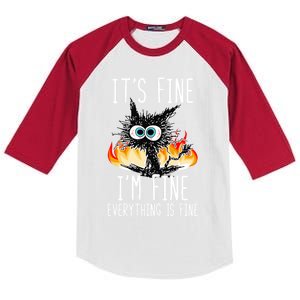 ItS Fine IM Fine Everything Is Fine Funny Cat Cool Gift Kids Colorblock Raglan Jersey