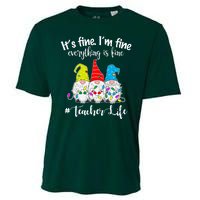 It's Fine I'm Fine Everything Is Fine Teacher Life Gnome Funny Cooling Performance Crew T-Shirt