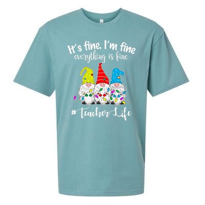 It's Fine I'm Fine Everything Is Fine Teacher Life Gnome Funny Sueded Cloud Jersey T-Shirt