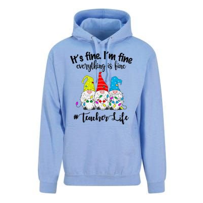 It's Fine I'm Fine Everything Is Fine Teacher Life Gnome Funny Unisex Surf Hoodie