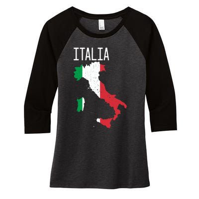 Italia Flag Italian Map Souvenir Italiano Family Women's Tri-Blend 3/4-Sleeve Raglan Shirt