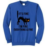 ItS Fine IM Fine Everything Is Fine Funny Cat Gift Tall Sweatshirt