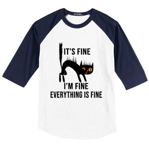 ItS Fine IM Fine Everything Is Fine Funny Cat Gift Baseball Sleeve Shirt