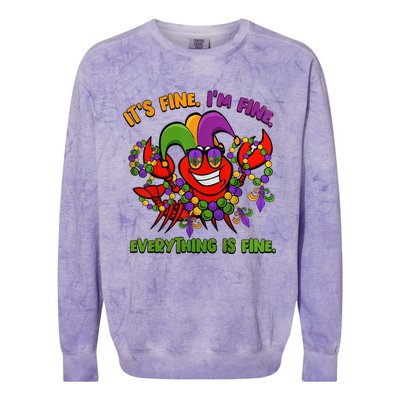 It's Fine I'm Fine Everything Is Fine Mardi Gras Flower De Luce Colorblast Crewneck Sweatshirt