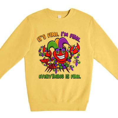 It's Fine I'm Fine Everything Is Fine Mardi Gras Flower De Luce Premium Crewneck Sweatshirt