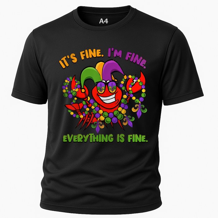 It's Fine I'm Fine Everything Is Fine Mardi Gras Flower De Luce Cooling Performance Crew T-Shirt