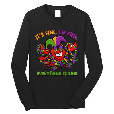 It's Fine I'm Fine Everything Is Fine Mardi Gras Flower De Luce Long Sleeve Shirt