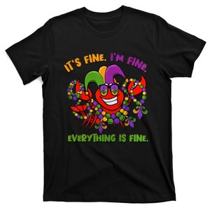 It's Fine I'm Fine Everything Is Fine Mardi Gras Flower De Luce T-Shirt