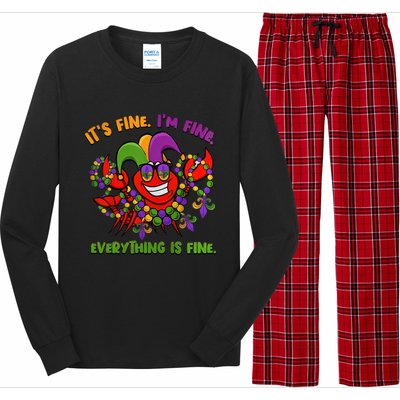 It's Fine I'm Fine Everything Is Fine Mardi Gras Flower De Luce Long Sleeve Pajama Set