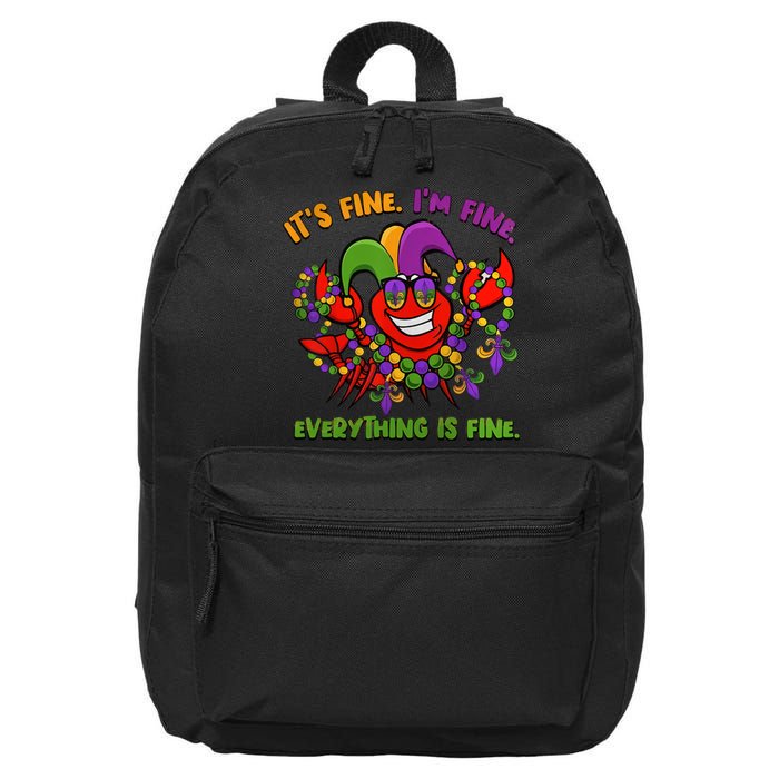 It's Fine I'm Fine Everything Is Fine Mardi Gras Flower De Luce 16 in Basic Backpack