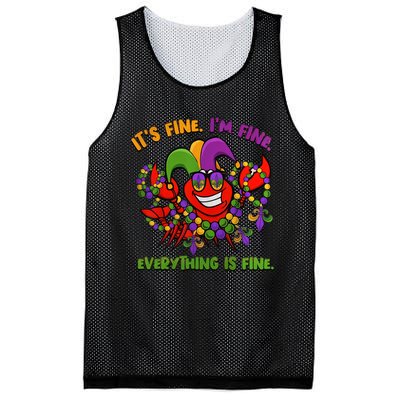 It's Fine I'm Fine Everything Is Fine Mardi Gras Flower De Luce Mesh Reversible Basketball Jersey Tank