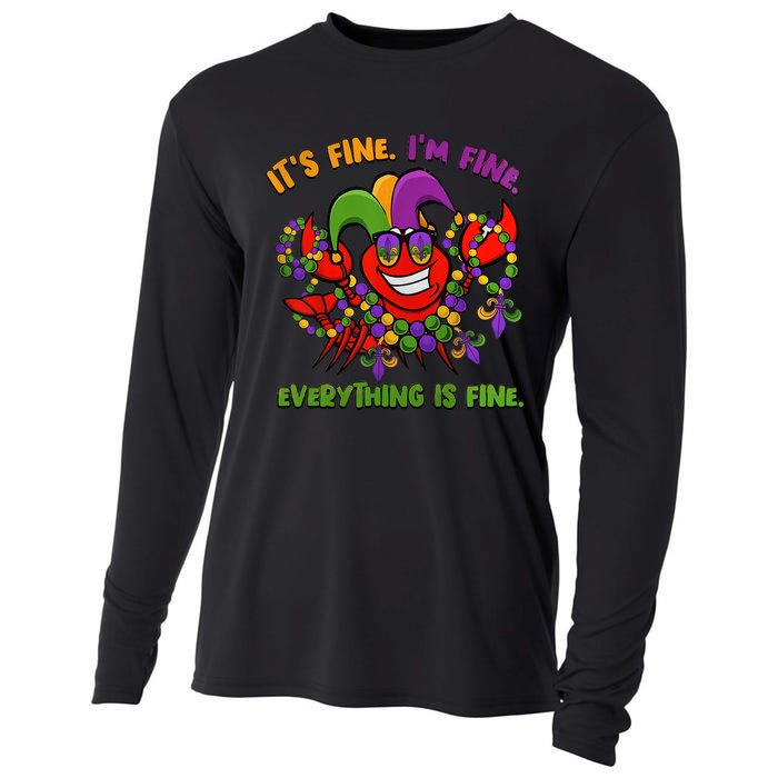 It's Fine I'm Fine Everything Is Fine Mardi Gras Flower De Luce Cooling Performance Long Sleeve Crew