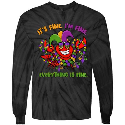 It's Fine I'm Fine Everything Is Fine Mardi Gras Flower De Luce Tie-Dye Long Sleeve Shirt