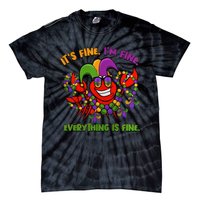 It's Fine I'm Fine Everything Is Fine Mardi Gras Flower De Luce Tie-Dye T-Shirt