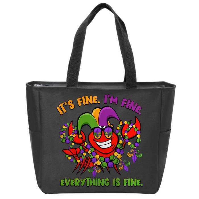 It's Fine I'm Fine Everything Is Fine Mardi Gras Flower De Luce Zip Tote Bag