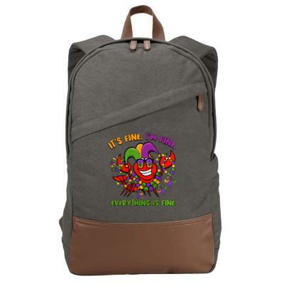 It's Fine I'm Fine Everything Is Fine Mardi Gras Flower De Luce Cotton Canvas Backpack