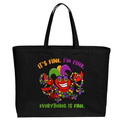 It's Fine I'm Fine Everything Is Fine Mardi Gras Flower De Luce Cotton Canvas Jumbo Tote