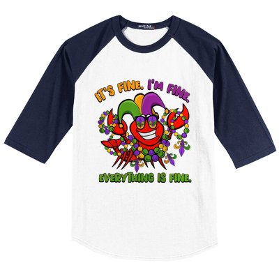 It's Fine I'm Fine Everything Is Fine Mardi Gras Flower De Luce Baseball Sleeve Shirt