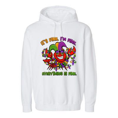 It's Fine I'm Fine Everything Is Fine Mardi Gras Flower De Luce Garment-Dyed Fleece Hoodie