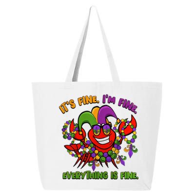 It's Fine I'm Fine Everything Is Fine Mardi Gras Flower De Luce 25L Jumbo Tote