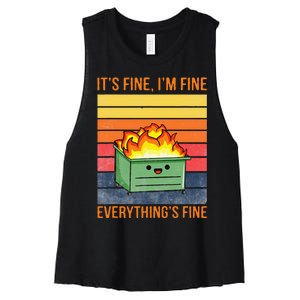 Its Fine Im Fine Everythings Fine Lil Dumpster Fire Cool Women's Racerback Cropped Tank