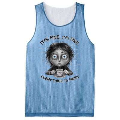 ItS Fine IM Fine Everything Is Fine Funny Parent Mom Dad Mesh Reversible Basketball Jersey Tank