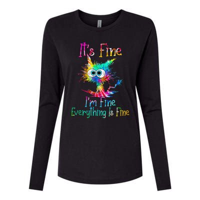 Its Fine Im Fine Everythings Fine Funny Cat Tie Dye Womens Cotton Relaxed Long Sleeve T-Shirt