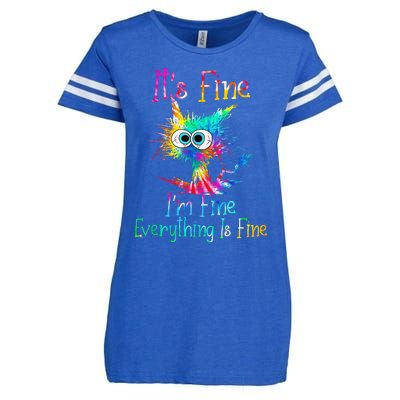 Its Fine Im Fine Everythings Fine Funny Cat Tie Dye Enza Ladies Jersey Football T-Shirt