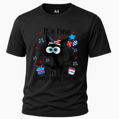 ItS Fine IM Fine Everything Is Fine Black Cat 4th Of July Gift Performance Shirt