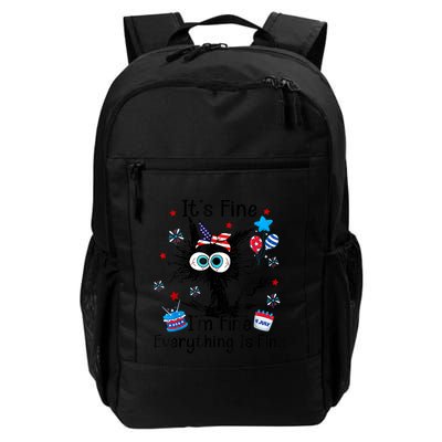ItS Fine IM Fine Everything Is Fine Black Cat 4th Of July Gift Backpack